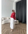 Tb - Oversize Büzgülü Gömlek - Kırmızı