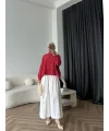 Tb - Oversize Büzgülü Gömlek - Kırmızı