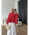 Tb - Oversize Büzgülü Gömlek - Kırmızı