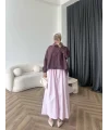 Tb - Oversize Büzgülü Gömlek - Mürdüm