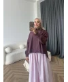 Tb - Oversize Büzgülü Gömlek - Mürdüm
