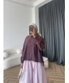 Tb - Oversize Büzgülü Gömlek - Mürdüm