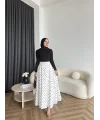 Tb - Ponpon Desen Etek - Beyaz