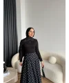 Tb - Ponpon Desen Etek - Siyah