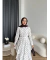 Tb - Ponpon Kat Kat Elbise - Beyaz