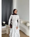Tb - Ponpon Kat Kat Elbise - Beyaz