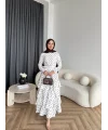 Tb - Ponpon Kat Kat Elbise - Beyaz