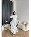 Tb - Ponpon Kat Kat Elbise - Beyaz