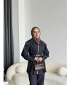 Tb - Selny Fermuarlı Kemerli Kot Takım - Lacivert