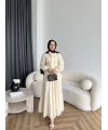 Tb - Varly Çizgi Detay Elbise - Bej