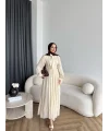 Tb - Varly Çizgi Detay Elbise - Bej