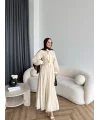 Tb - Varly Çizgi Detay Elbise - Bej