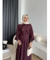 Tb - Varly Çizgi Detay Elbise - Bordo