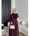 Tb - Varly Çizgi Detay Elbise - Bordo