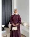 Tb - Varly Çizgi Detay Elbise - Bordo