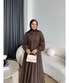 Tb - Varly Çizgi Detay Elbise - Kahve