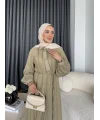 Tb - Varly Çizgi Detay Elbise - Yeşil