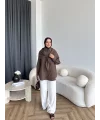 Tb - Velora Çizgili Gömlek - Kahve