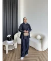 Tb - Yan Fermuar Detay Denim Takım - Lacivert