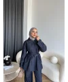 Tb - Yan Fermuar Detay Denim Takım - Lacivert