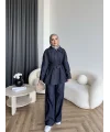 Tb - Yan Fermuar Detay Denim Takım - Lacivert