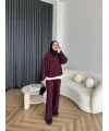 Venusa Kapşonlu Triko Takım - Bordo