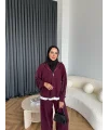 Venusa Kapşonlu Triko Takım - Bordo