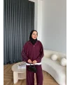 Venusa Kapşonlu Triko Takım - Bordo