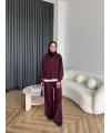 Venusa Kapşonlu Triko Takım - Bordo
