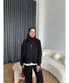 Venusa Kapşonlu Triko Takım - Siyah