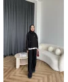 Venusa Kapşonlu Triko Takım - Siyah