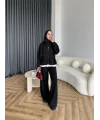 Venusa Kapşonlu Triko Takım - Siyah