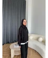 Venusa Kapşonlu Triko Takım - Siyah