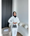 Yan Fermuarlı 3 İplik Takım - Beyaz