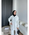 Yan Fermuarlı 3 İplik Takım - Beyaz