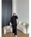 Yan Fermuarlı 3 İplik Takım - Siyah