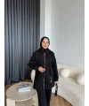 Yan Fermuarlı 3 İplik Takım - Siyah
