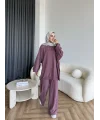 Yıkamalı Eşofman Takım - Bordo