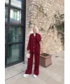 Zeyn Düğmeli Triko Takım - Bordo