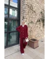 Zeyn Düğmeli Triko Takım - Bordo