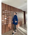 Fermuarlı Sweat Model Triko Kazak - Saks