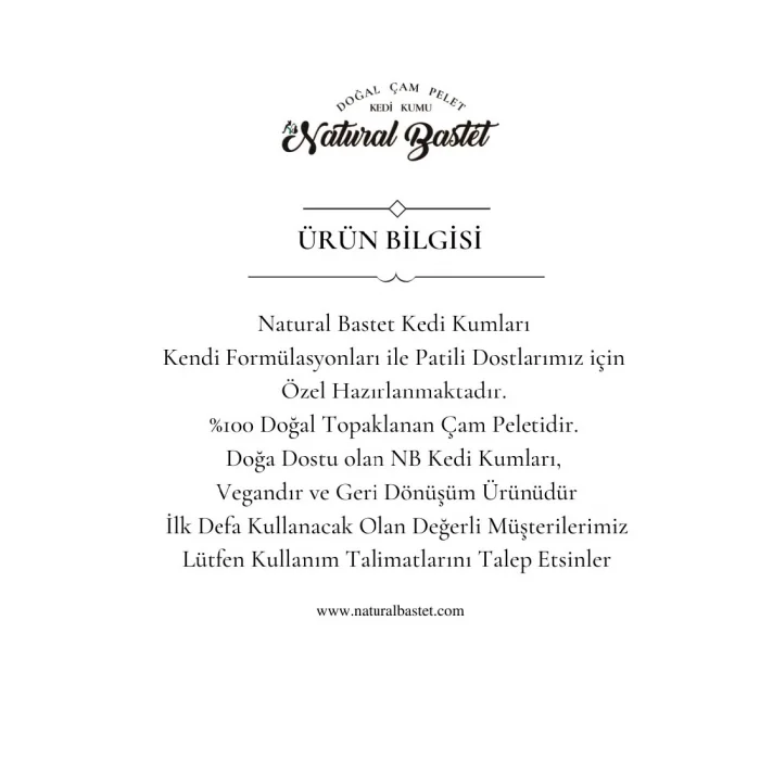 Natural Bastet Topaklanan Çam Pelet Kedi Kumu 40 Litre