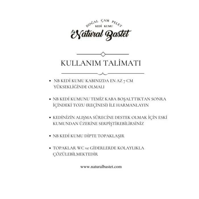Natural Bastet Topaklanan Çam Pelet Kedi Kumu 40 Litre