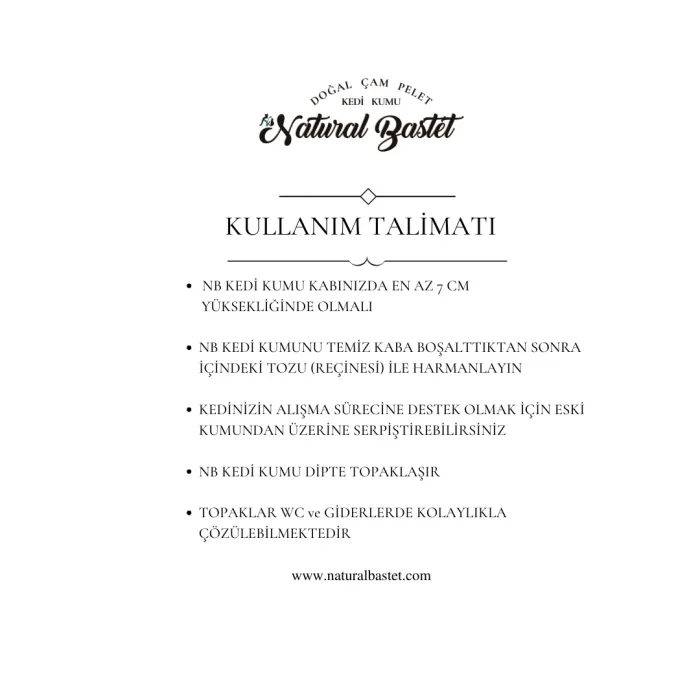Natural Bastet Topaklanan Çam Pelet Kedi Kumu 100 Litre