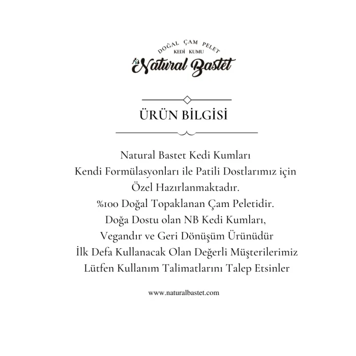 Natural Bastet Topaklanan Çam Pelet Kedi Kumu 2000 Litre