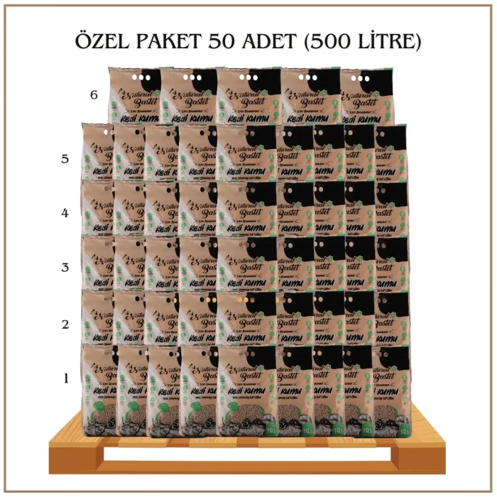 Natural Bastet Topaklanan Çam Pelet Kedi Kumu 500 Litre
