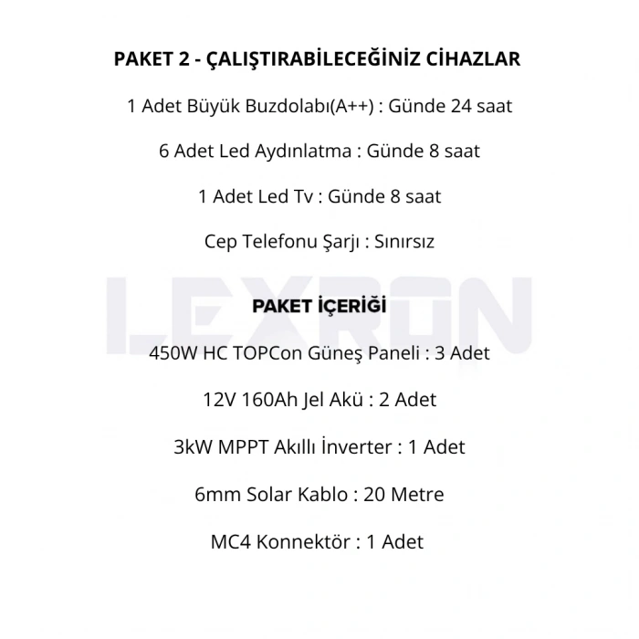 3kW JEL AKÜLÜ SOLAR PAKET SİSTEM 1 (PAKET 2)