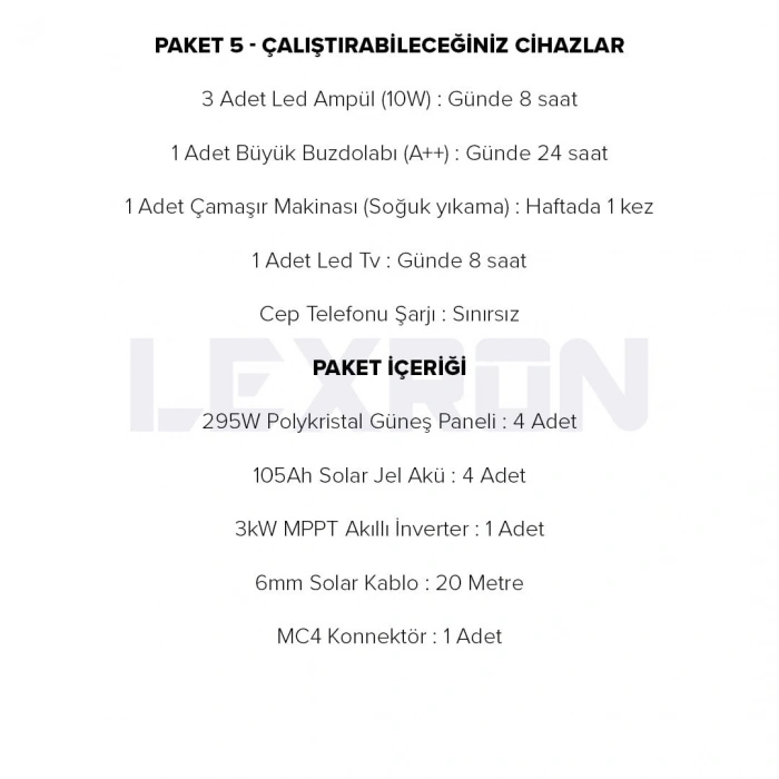 3kW JEL AKÜLÜ SOLAR PAKET SİSTEM 1 (PAKET 5)