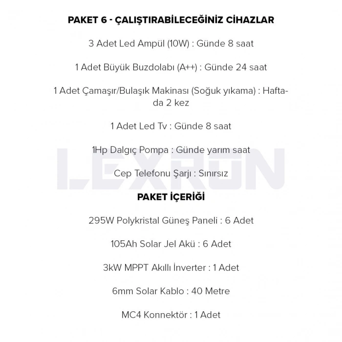 3kW JEL AKÜLÜ SOLAR PAKET SİSTEM 2 (PAKET 6)