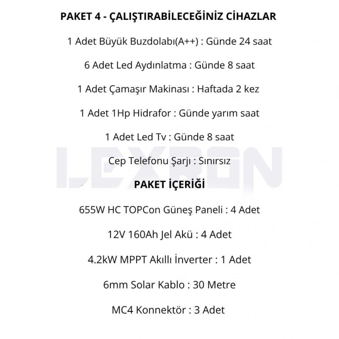 4.2kW JEL AKÜLÜ SOLAR PAKET SİSTEM 1 (PAKET 4)